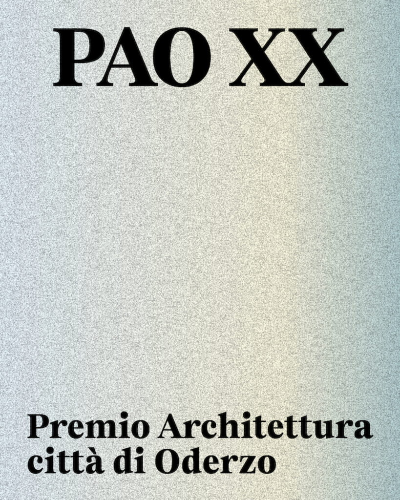 Official visual of PAO XX — Premio Architettura Città di Oderzo, twentieth edition 2026, with Massimo Carmassi as President of the Jury